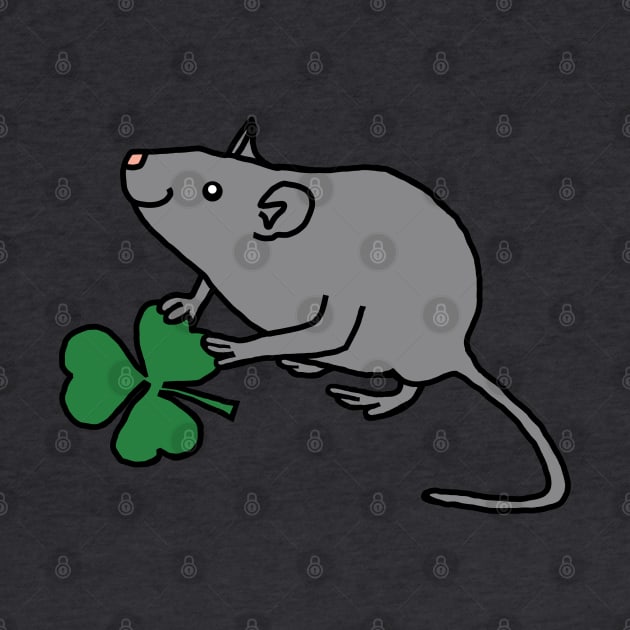 St Patricks Day Rat with Shamrock by ellenhenryart